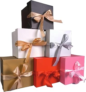 Gift Box with Lid & Ribbon for present, 12pcs, Multicolor, 4"4"4" | for Birthday, Anniversary,Christmas Day,Wedding Valentines Day,Party,Graduations, Holidays,New Year Gift Box