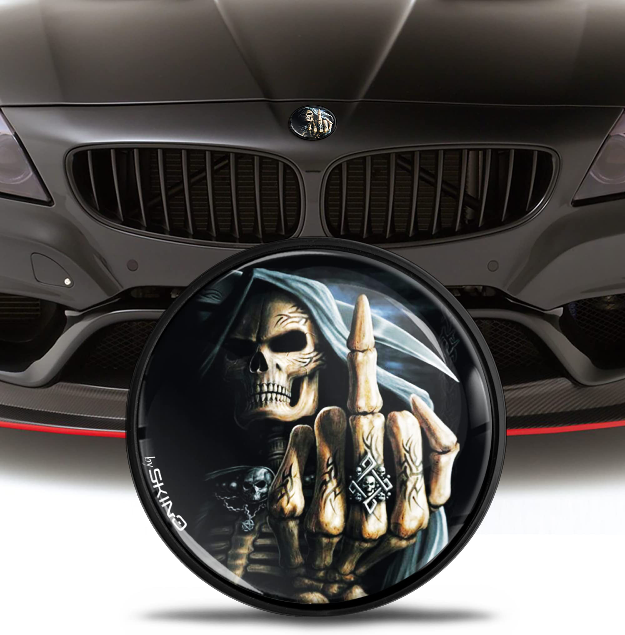 Biomar LabsCompatible with BMW Emblem 51148132375 Front / Hood / Trunk Tuning Badge Logo 82mm Skull EO 25
