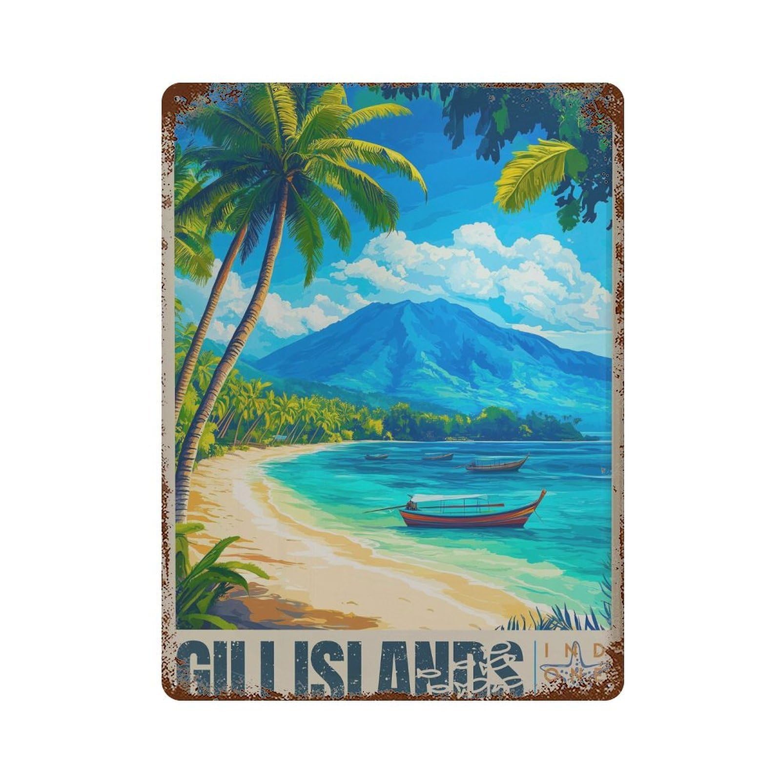 xiaoxiaoshen Gili Islands Travel Indonesia Coastal (2) Wall Decor Art Metal Tin Poster Modern Home Decor Art Home Bar Shop Decorations Vintage Sign 40x30cm
