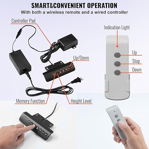Miniatura 7 de VEVOR Longitud de la carrera de elevación de TV motorizada de 39.4 pulgadas, soporte de TV motorizado para elevador de TV de 32 a 70 pulgadas con