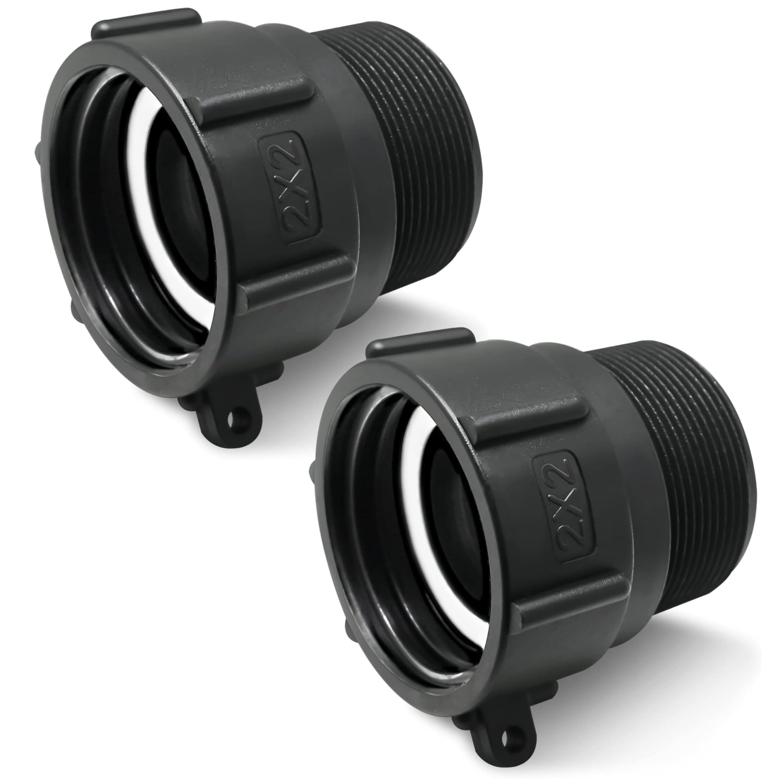 Photo 1 of (2 Pack) Coarse Thread 2" IBC Tote Adapter, Female Buttress (60mm) to 2" Male NPT Pipe Thread, Food-Grade Water Tank Connector for 275-330 Gallon Totes, Leak-Free IBC Tote Fitting with Silicone Gasket