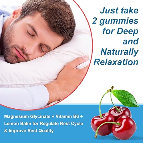 Miniatura 5 de Gomitas Ashwagandha, gomitas de glicinato de magnesio de 200 mg para adultos, vitamina B6, zinc, Rhodiola Rosea, bálsamo de limón, apoyo de