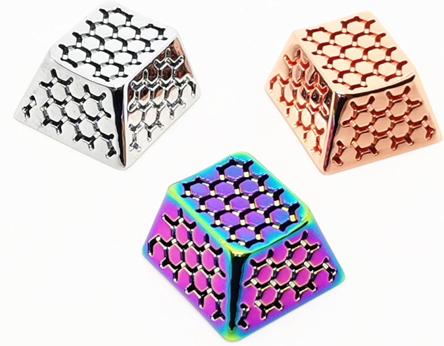 Metal Artisan Keycaps,CNC Zinc Alloy Custom Keycap,Mechanical Keycap,Unique Hollowed-Out Style,Gift Collection (Gold)