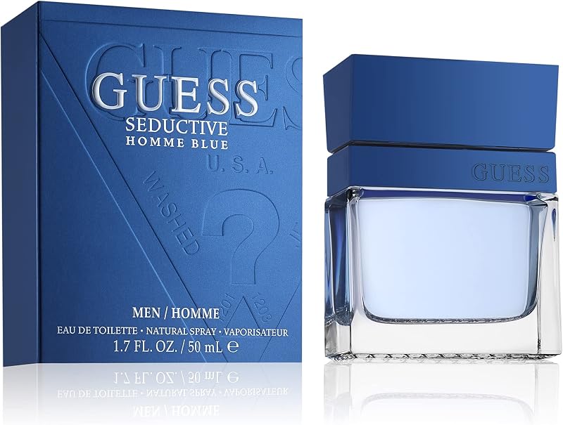 Spray de colonia para hombre Guess Seductive Blue Men/Homme Eau de Toilette, 1,7 onzas líquidas.