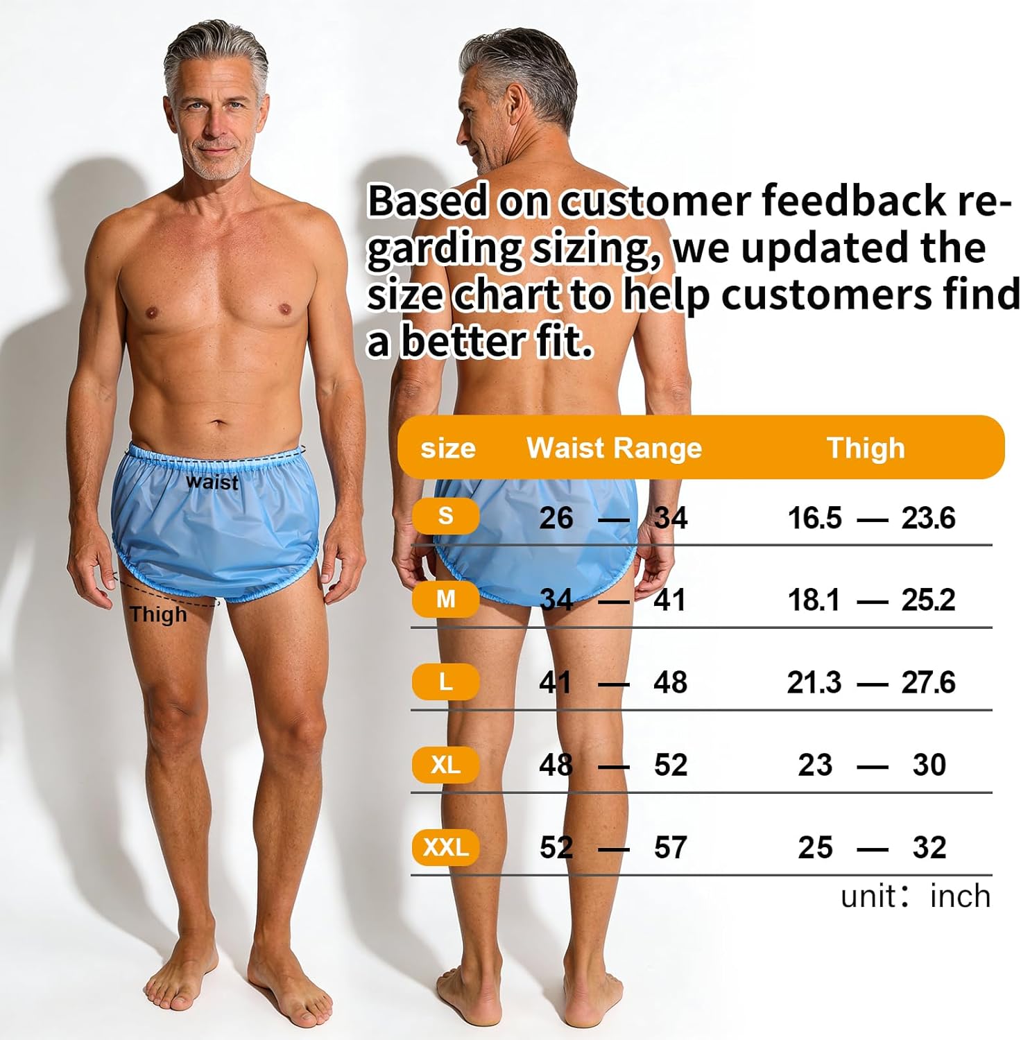 Adult Plastic Pants Waterproof Underwear Diaper Cover for Men and Women - Reusable Incontinence Protective Briefs Leakproof Rubber Pants 2Pcs (Blue, XL) - Image 2