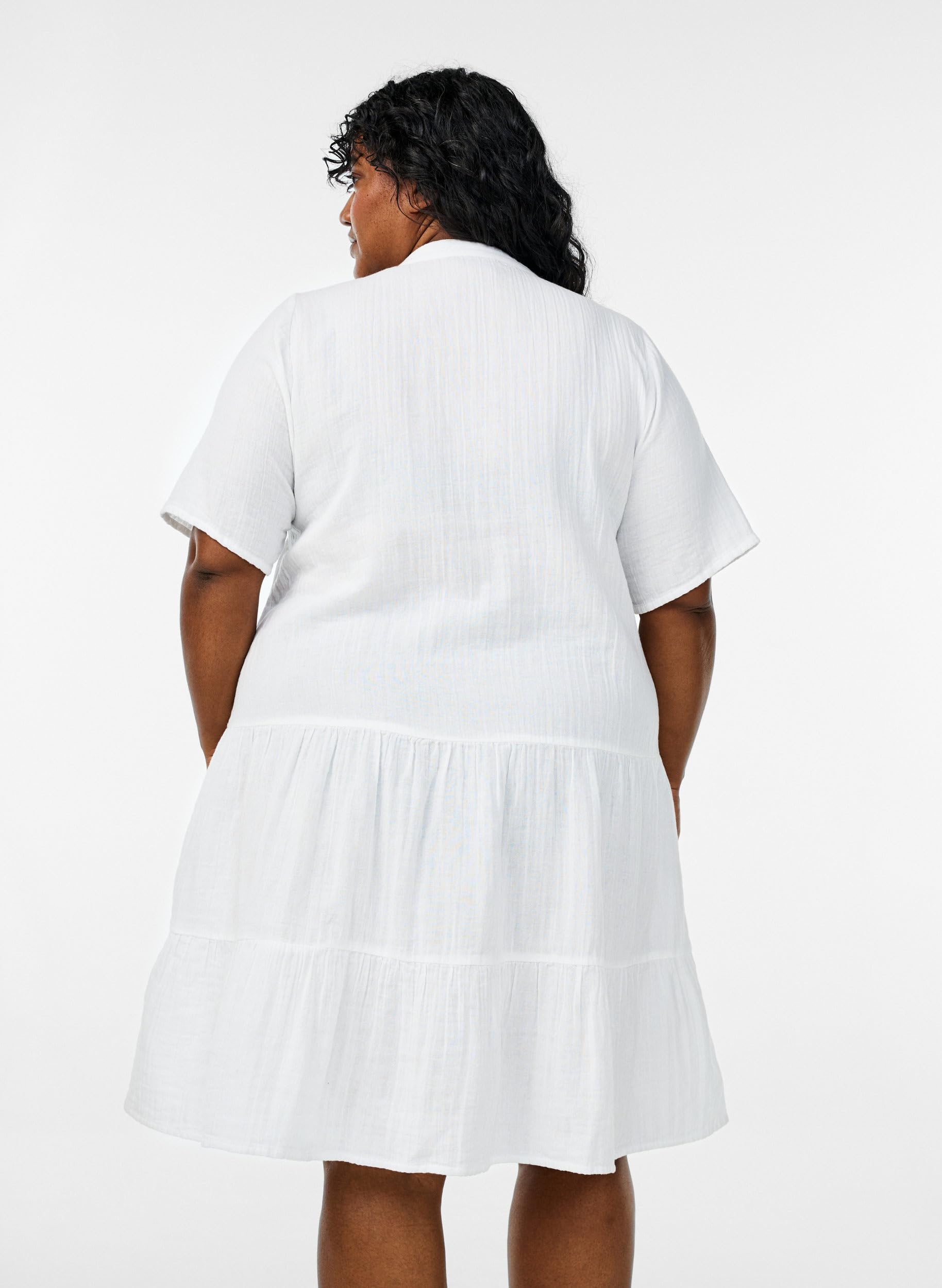 Zizzi Damen Große Größen Kleid Kurze Ärmel V-Ausschnitt Musselin Größe 42-60