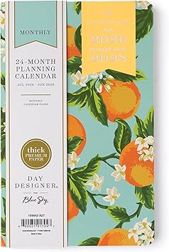 Blue Sky Day Designer 2026-2028 Monthly Academic Year 24 Month Planner Calendar, July 2026 - June 2028, 5" x 8", Flexible Cover, Stapled Binding, Orange Blossom Mint