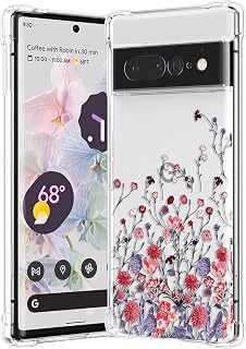 Compatible with Google Pixel 7 Pro Mobile Phone Case Transparent Flower Case Girls Pattern Shockproof Case with Beautiful Design for Pixel 7 Pro - Small Saflor