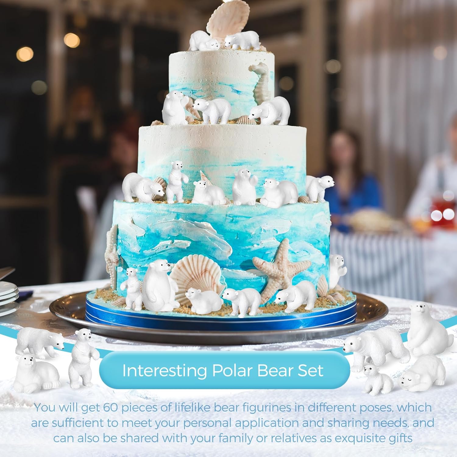 Soaoo 100 Pcs Polar Bear Animal Toy Figurines Set Realistic Polar Bears Family Kit Diorama Educational Toy Cake Toppers for Boys and Girls Cake Decoration Craft Home Decoration - Image 4