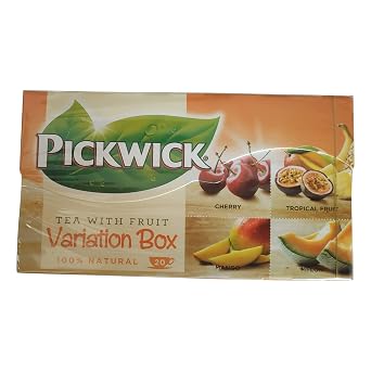 Pickwick Tea Variation Box Orange - 20 Bags with 4 Flavors - Cherry, Tropical Fruit, Mango, and Melon