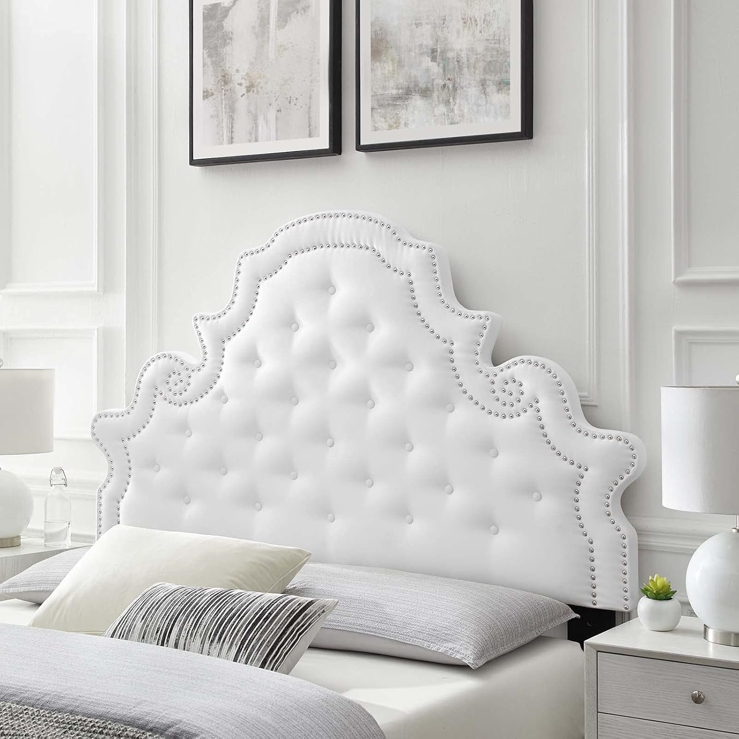 Modway Diana Tufted Performance Velvet Full/Queen Headboard in White