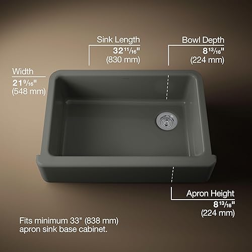 Vista 337 de Kohler Fregadero de la granja Kohler Whitehaven, Frente al delantal altos, K-6489-0, Blanco