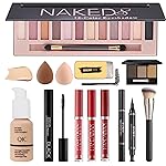All in One Makeup Kit for Women Full Kit, Make Up Gift Set for Women Teens Girls, Includes 12 Colors Eyeshadow, Foundation, Lipstick, Mascara, Brush, Sponge, Brow Powder, Brow Soap, Eyeliner Stamp