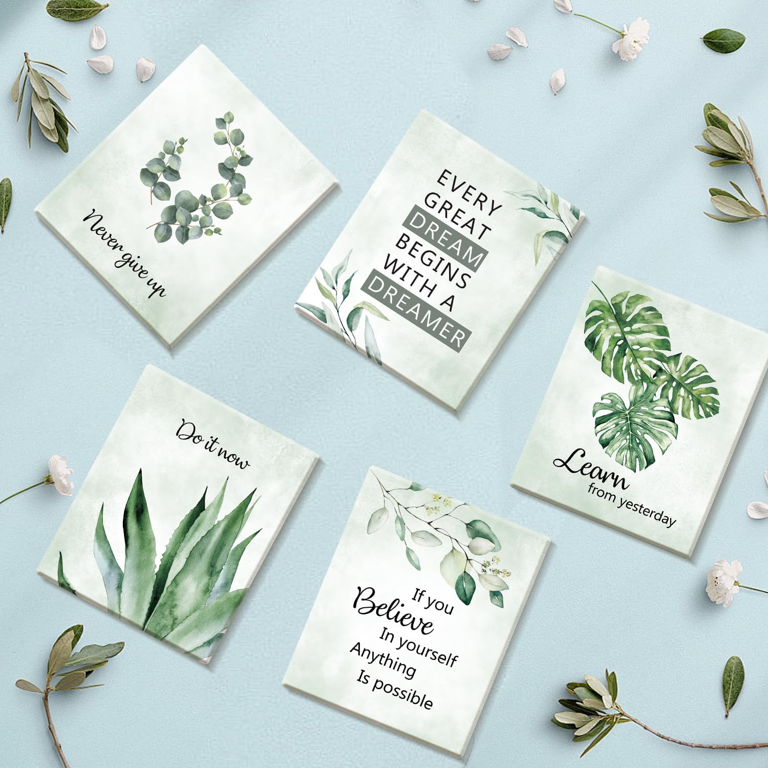 CHDITB Inspirational Plant Art Office Decor, Positive Affirmations Wall Decor, Botanical Canvas Motivational Framed Wall Art,Set Of 6(8x10 Inch) Eucalyptus Leaves Sage Poster For Classroom Home Decor - Image 6