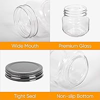 Vista 3 de QAPPDA Mason Jars, Glass Jars With Lids 8 oz,Canning Jars For Pickles And Kitchen Storage,Wide Mouth Spice Jars With Black Lids For