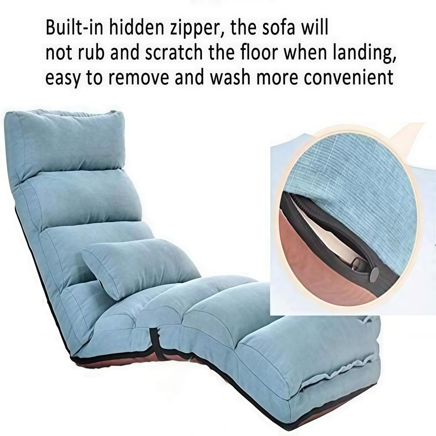 Floor-Standing Lazy Sofa, Indoor Recliner, Foldable, Adjustable, Suitable for Living Room and Office, Play Games with Children, Read, and take a nap,Blue