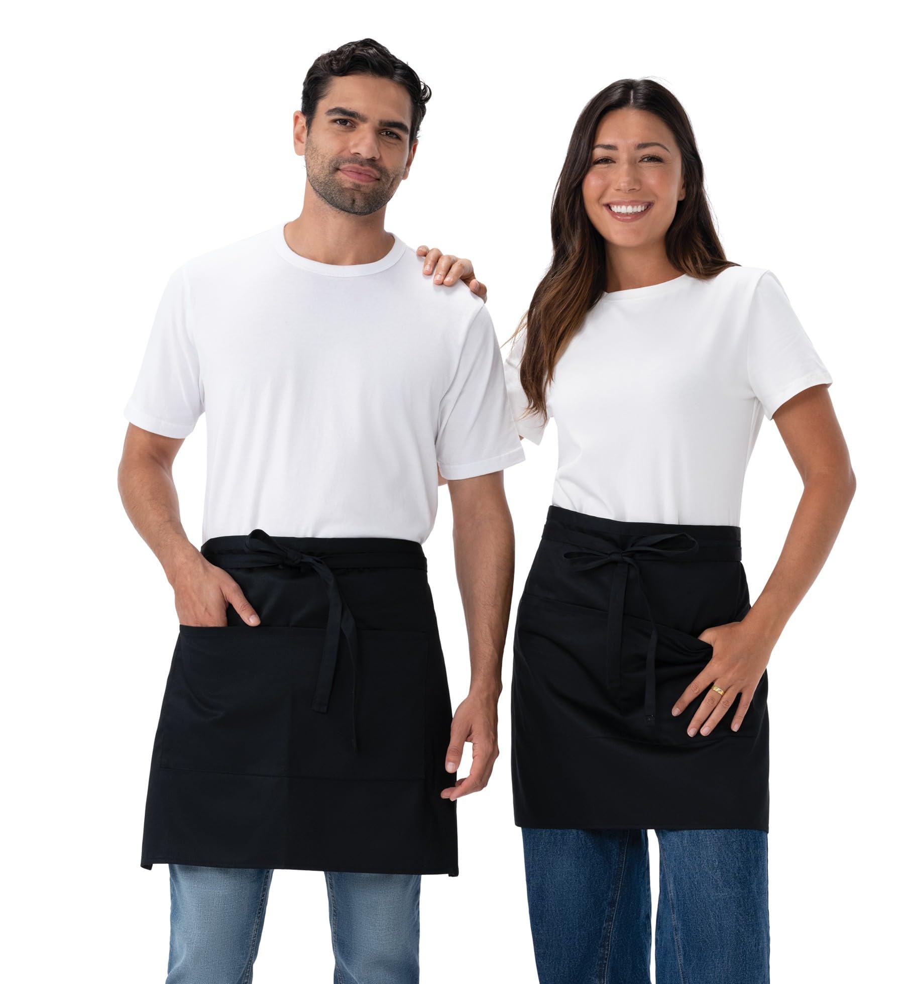 Chef Works Unisex Black, 2 Pack Half Bistro Server Apron, One Size