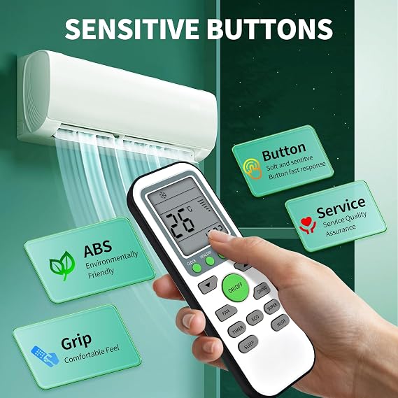 AC Replacement Remote Control for TCL/Royal/Bravo/ROVSUN Air Conditioner, GYKQ-36 Models, Green Keys