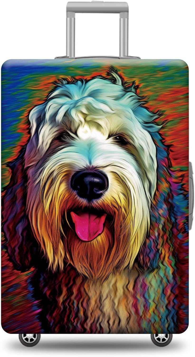 Personalized Dog Luggage Cover Old English Sheepdog Dog Suitcase Cover Funny Animal Travel Luggage Covers Washable Elastic Suitcase Baggage Protector For Pet Lovers Style 3