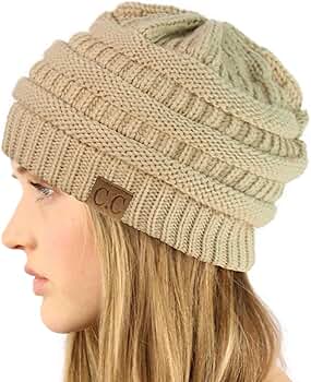 Unisex Winter Chunky Soft Stretch Cable Knit Slouch Beanie Skully