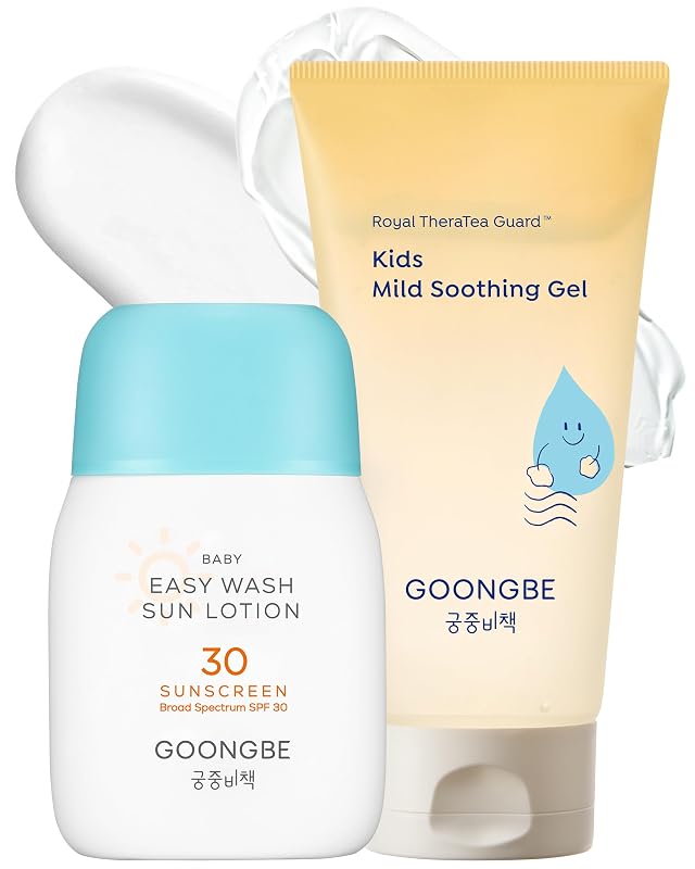 GOONGBE Loção solar infantil e gel suave, SPF 30, óxido de zinco, 60 mL e 150 mL
