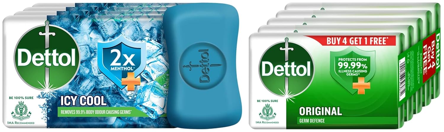 Buy Dettol Original Germ Protection Bathing Soap Bar (Buy 4 Get 1 Free ...