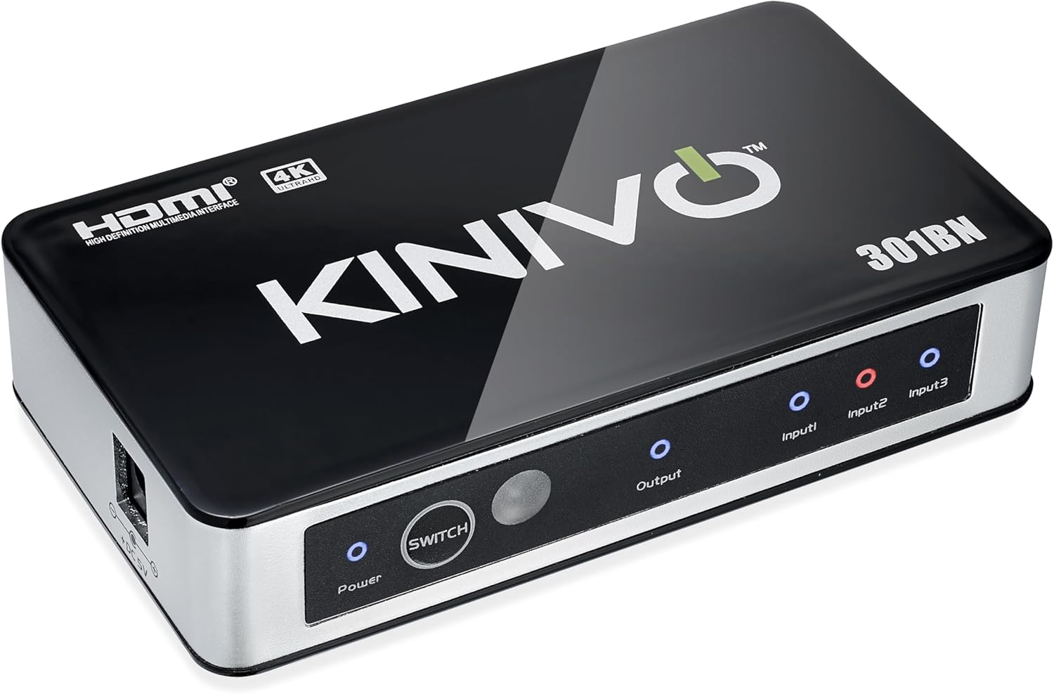 Kinivo HDMI Switch 3 in 1 Out 4K 30Hz (HDR 10, High Speed 18Gbps, IR Remote, HDCP2.2, Dolby Vision, VRR) - 301BN Switcher Compatible with Roku, PS5, Xbox, Apple TV, Nintendo Switch, Cable Box