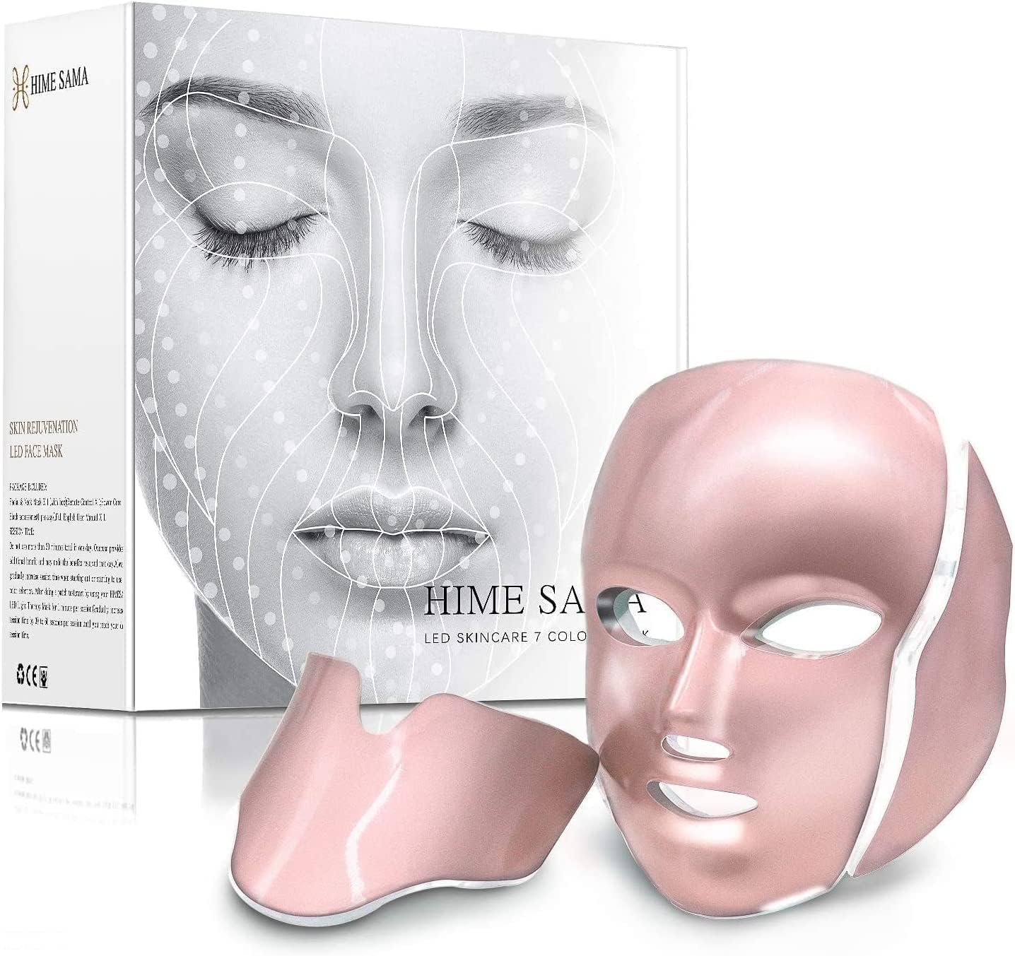 LED Face Mask, HIME SAMA LED Light Therapy Skin Mask for Face and Neck