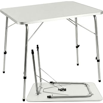 Aluminium Folding Camping Table Height-Adjustable Portable 80x60x50/69cm Outdoor Indoor Foldable Garden BBQ Party Picnic Dining Catering