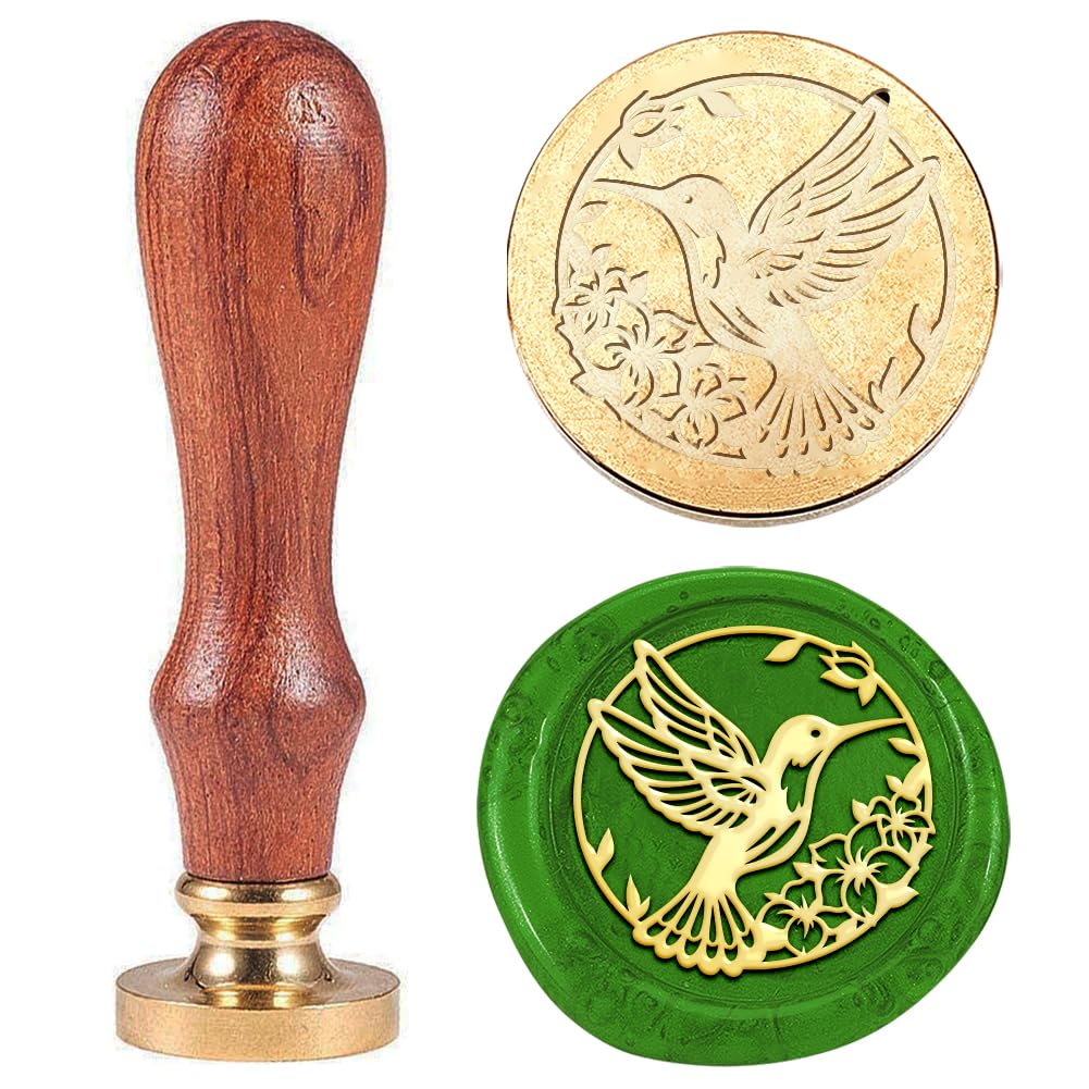 Hummingbird Vintage Wax Seal Stamp Bird Flower Sealing Wax Stamps 30mm Removable Brass Stamp Head with Wood Handle for Envelopes Invitations Wedding Back to School Decor
