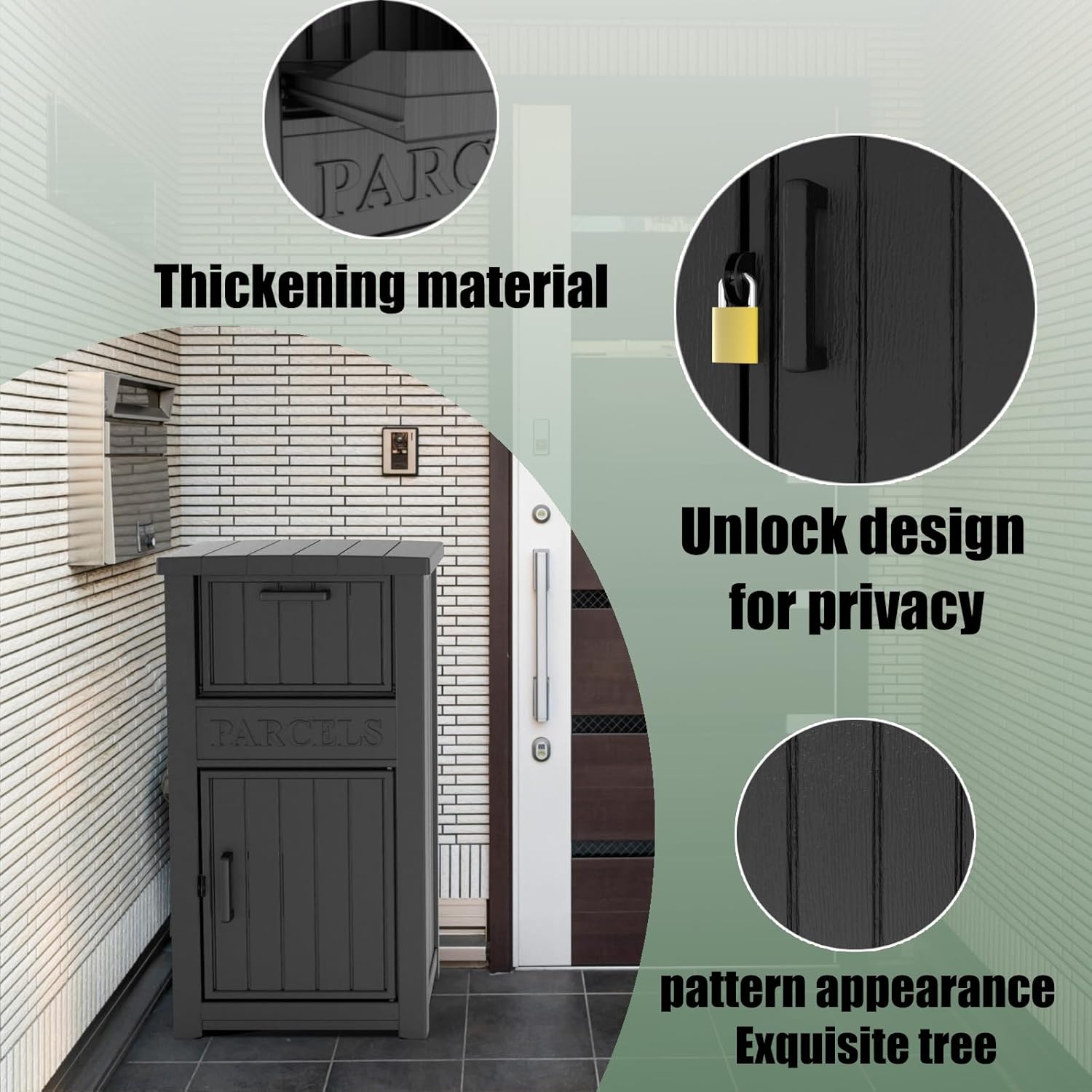 EasyUp Outdoor Package Delivery Box, 60 Gallon Package Box with Lockable Secure Storage, Anti-Theft, Waterproof, for Porch (Black)