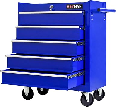 5 Drawers Rolling Tool Chest on Wheels, Multifunctional Tool Cart Tool Storage, Drawers Rolling Tool Trolley Organizer Tool Case for Garage,Warehouse,Workshop,Repair Shop 5 Drawers-Blue