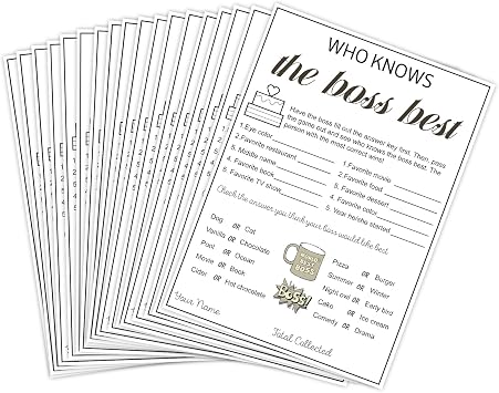 Office Party Games Card for Women Men Boss Day Gifts Team Building Games Card Leadership Brithday Coworkers Gift Who Knows the Boss Best