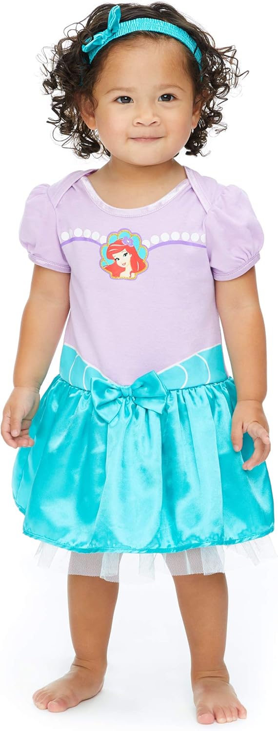 Miniatura 4 de Disney Princess Ariel Cinderella Belle Baby Girls Dress and Headband Newborn to Infant