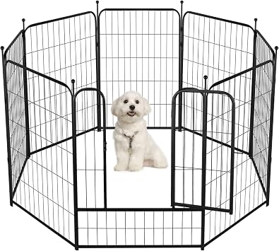 32-Inch 8 Panel Dog Playpen Foldable Pet Fence for Small & Medium Dogs, Indoor Outdoor Metal Dog Pen for Yard, Camping, RV, Garden Portable Puppy Exercise Enclosure 32" 8 Panel