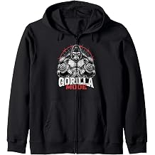 Gorilla Mode Workout Exercise Lifting Weights Strong Gym Zip Hoodie