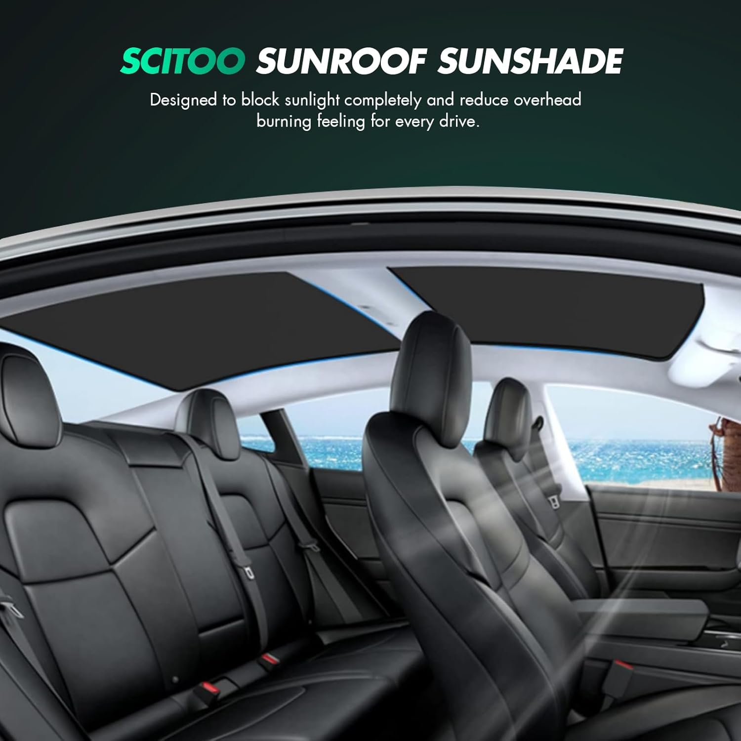 SCITOO Retractable Sunroof Sunshade Shade Curtain Cover 2016-2018 for BMW X1 Accessories Replacement for 54107391796, UV and Heat Protection