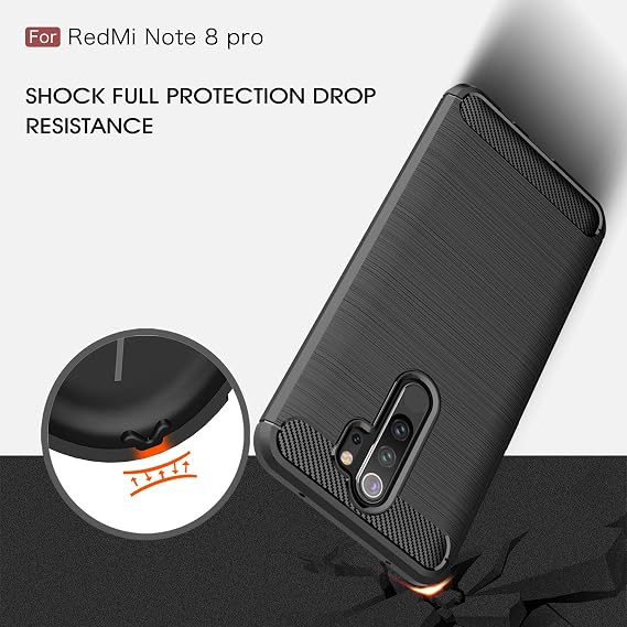 Xiaomi Redmi Note 8 Pro Case, Carbon Fiber Texture Design & Leather Texture Design Back Cover Anti-Scratch Shock Absorption Case for Xiaomi Redmi Note 8 Pro (Black)