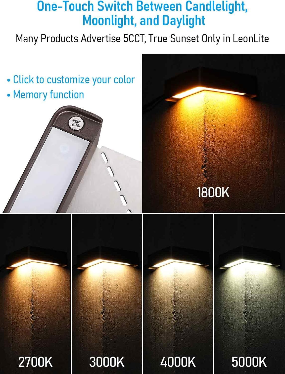 LEONLITE 4-Pack 5CCT LED Hardscape Lighting, Corner Hardscape Lights image 3