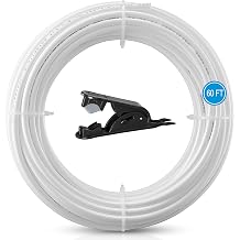 60FT 1/4 Inch O.D.RO Water Tubing,NSF Certified Pipe for ROReverse Osmosis Water Purifier Filter System,BPA Free Flexible Plastic HoseWhite+Tube Cutter
