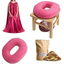 Steaming Seat Kit for Women | Wooden Stool with Silk Gown & Cushion, Herbal Sitz Bath Blend & Basin for Feminine Care,for Pelvic Comfort & Postpartum Recovery