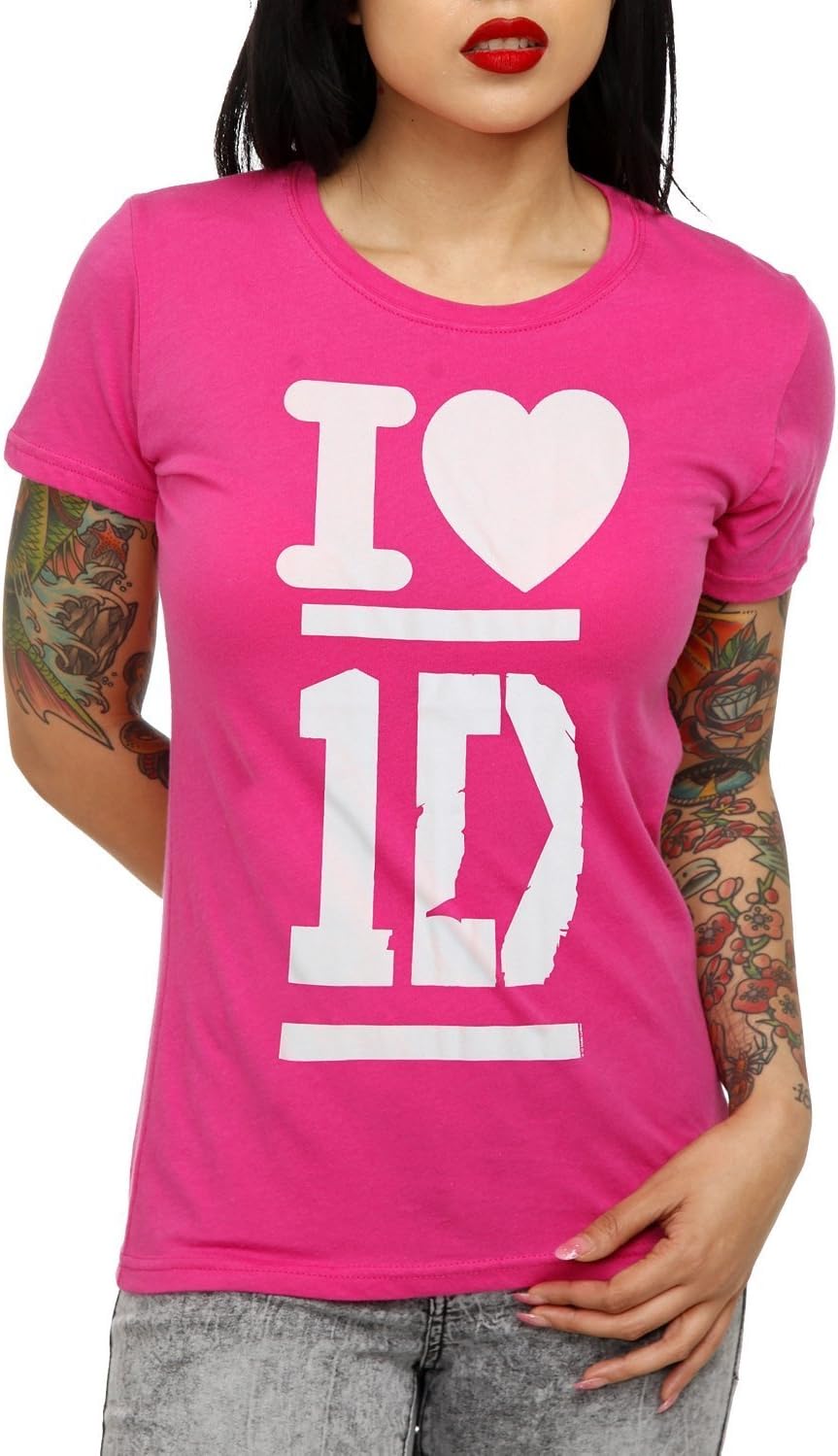 One Direction - I Heart 1d Juniors T-shirt - X-Large Light Pink