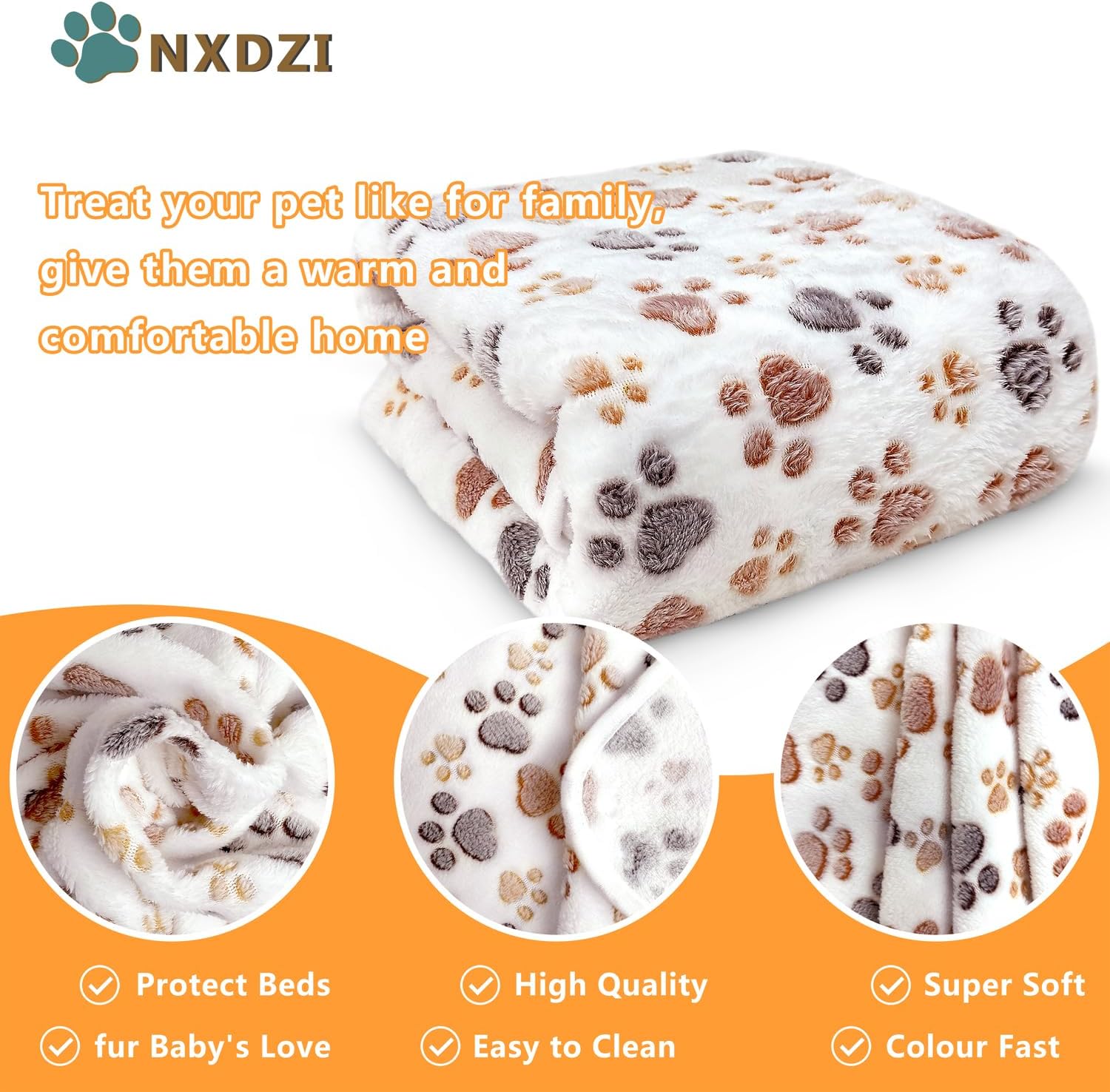 Dog Blankets for Large Dogs, 1 Pc Dog Blanket Washable, Soft Fluffy Flannel Pet Blanket Mat Cover for Bed Couch, Cute Print Puppy Blanket 60" x 50" - Image 2