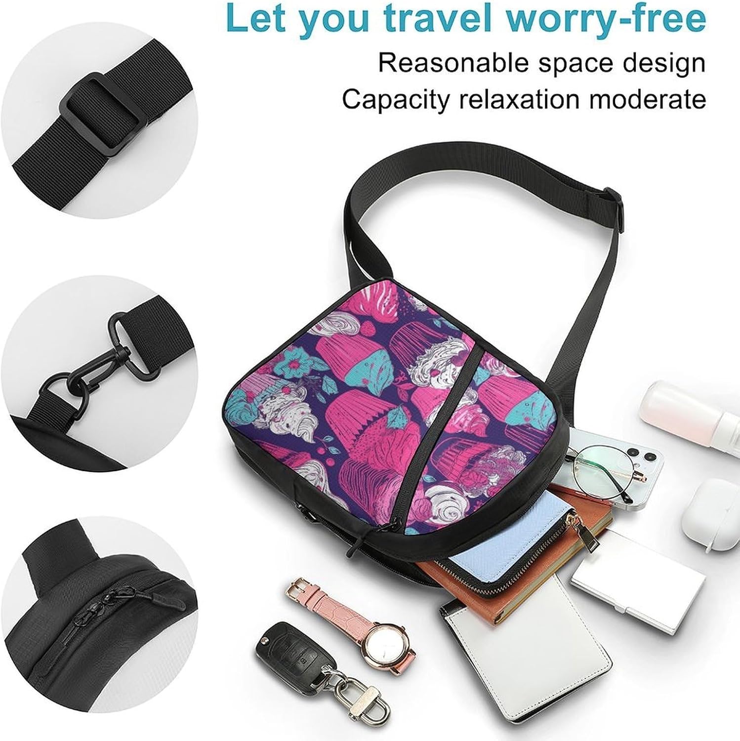 Brightly Colored Cake Patterns Crossbody Backpack Sling Bag