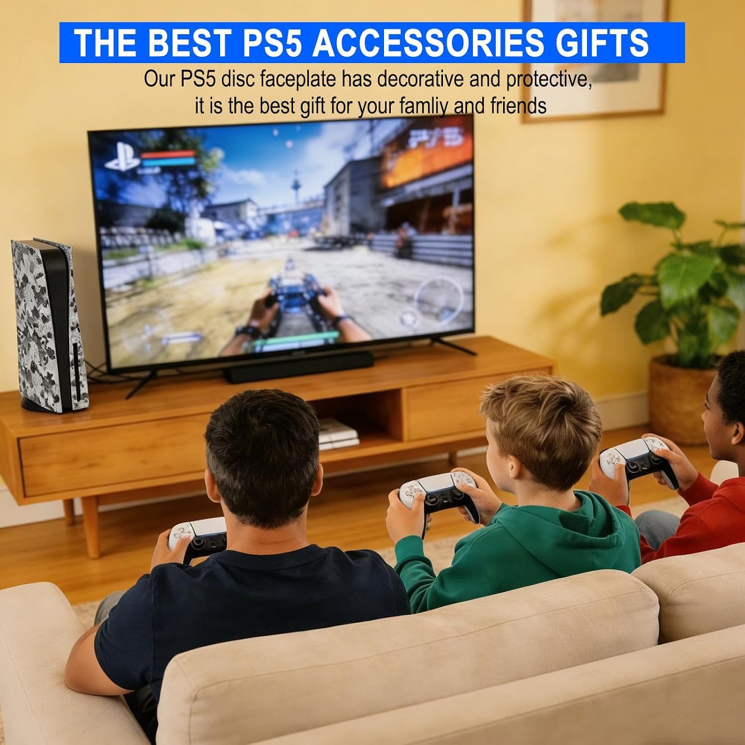 arVin Placa lateral de repuesto para PS5, cubierta de repuesto para consola PS5 versión disco, accesorios a prueba de polvo para consola PS5, funda ABS (camuflaje, versión de disco)