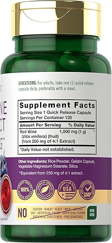 Miniatura 2 de Carlyle Cápsulas de extracto de vino tinto | 1000 mg | 120 unidades | Suplemento sin OMG y sin gluten