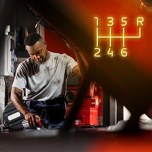 Miniatura 6 de Kavaas Letrero de neón para cambio de marchas, palanca de transmisión manual LED para decoración de garaje Letrero de neón para decoración de