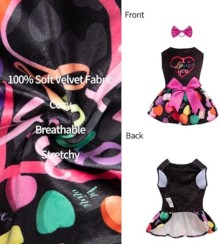 Miniatura 89 de CuteBone - Vestido de terciopelo para perros pequeños, para cachorros, ropa rosa para perros CVA02M-D