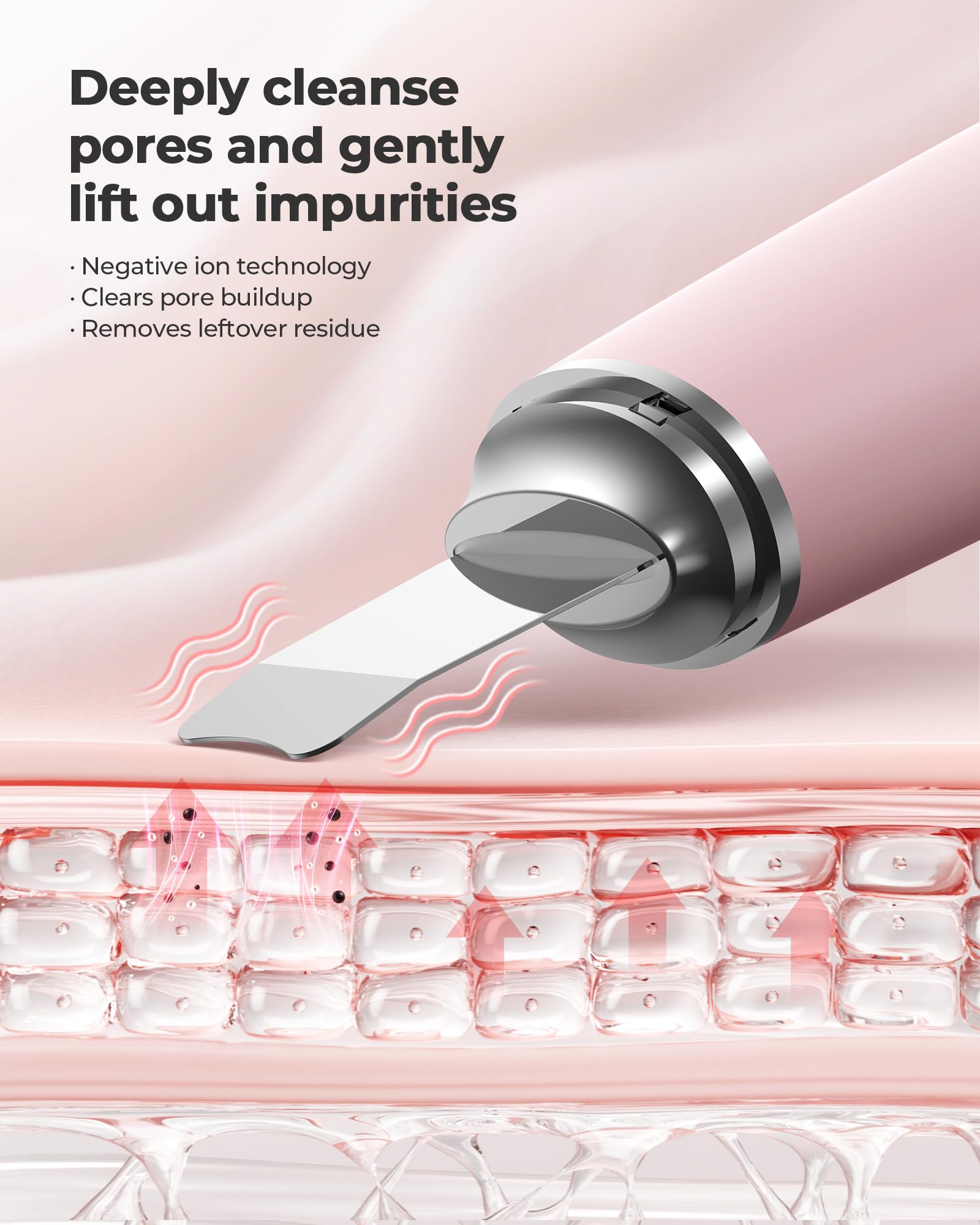 Facial Cleansing Brush, 2 in 1 Firming Massager Facial Skin Scrubber Waterproof Face Scrub for Deep Cleansing Vibrating Exfoliator Scrubber Skin Care with 7 Modes, Gentle Exfoliating - Pink