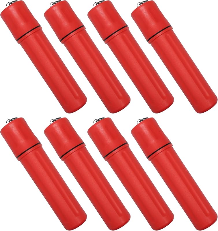 Blue Demon SMAW/Stick Welding Electrode Storage Tube, 3” x 14”, waterproof, airtight, 8 Pack, Red | waterproof, airtight, made of high impact polyethylene, key tag included for easy labeling/organization